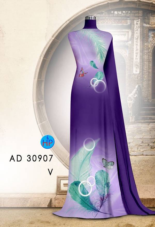 Vải Áo Dài Hình Lông Công Thiết Kế 2021 AD 30907