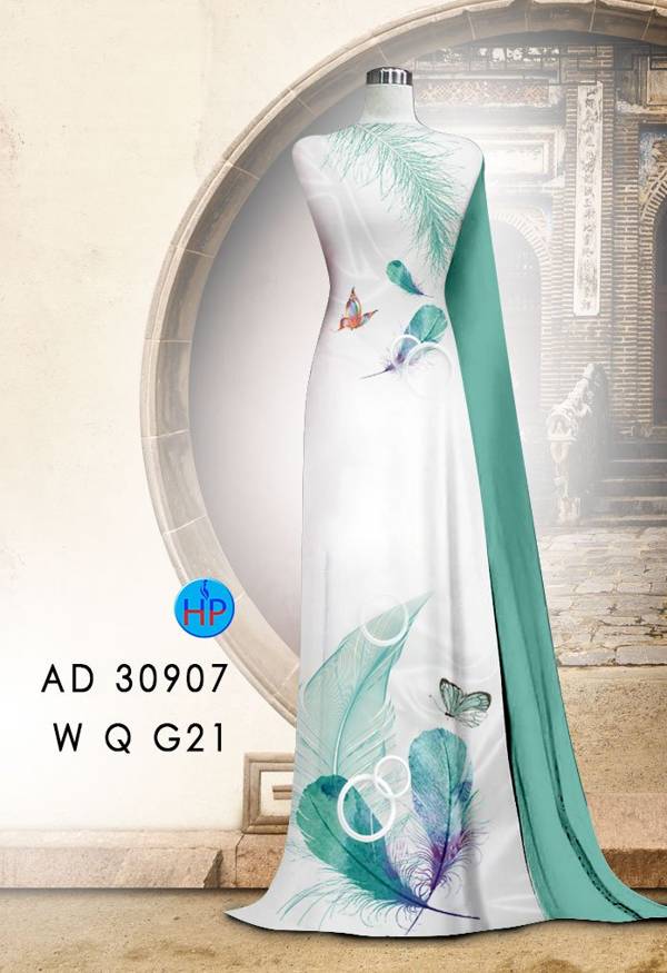 Vải Áo Dài Hình Lông Công Thiết Kế 2021 AD 30907