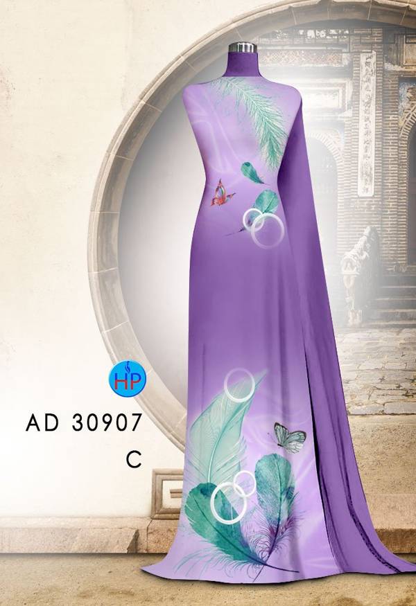 Vải Áo Dài Hình Lông Công Thiết Kế 2021 AD 30907