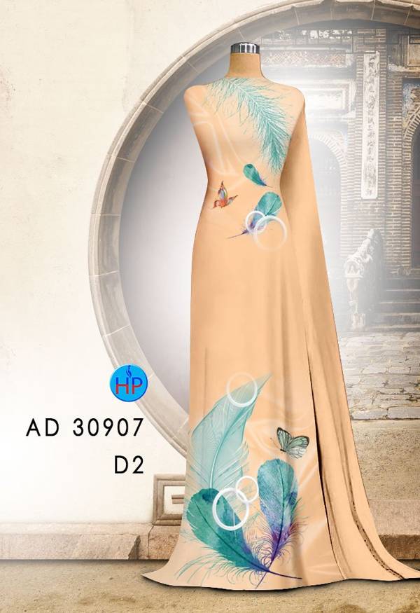 Vải Áo Dài Hình Lông Công Thiết Kế 2021 AD 30907