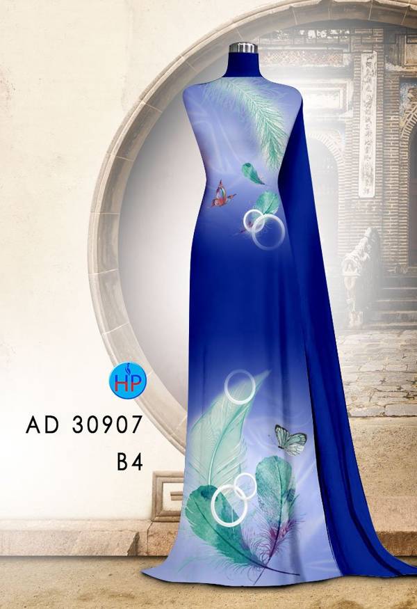 Vải Áo Dài Hình Lông Công Thiết Kế 2021 AD 30907