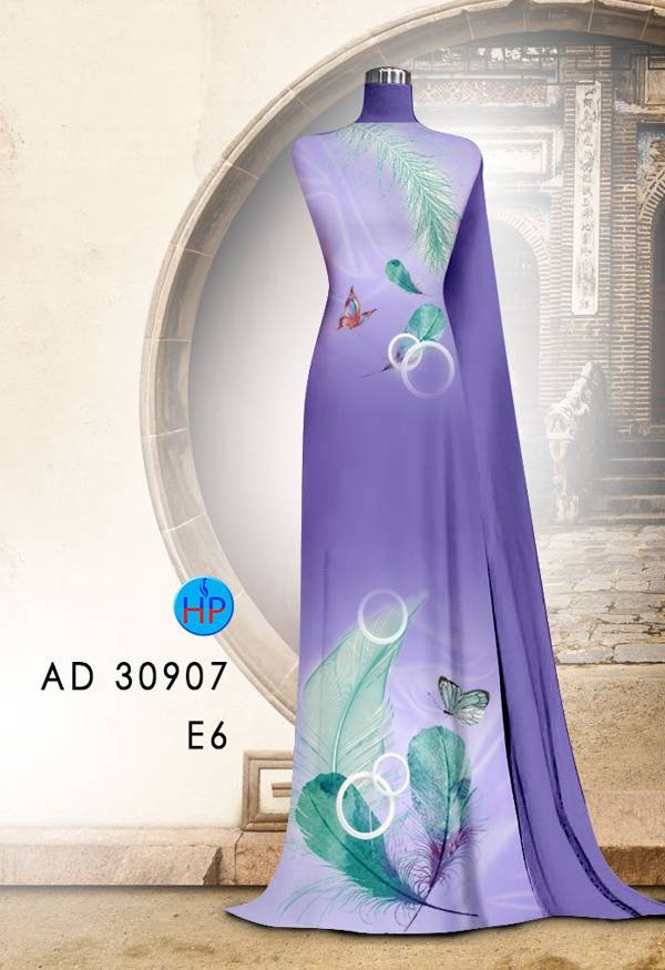 Vải Áo Dài Hình Lông Công Thiết Kế 2021 AD 30907