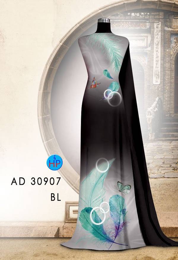 Vải Áo Dài Hình Lông Công Thiết Kế 2021 AD 30907