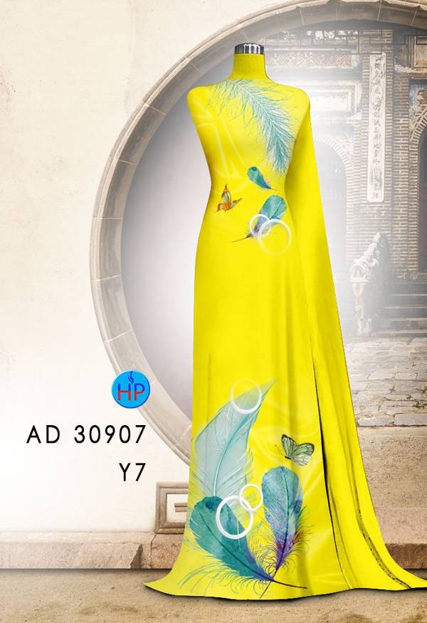 Vải Áo Dài Hình Lông Công Thiết Kế 2021 AD 30907