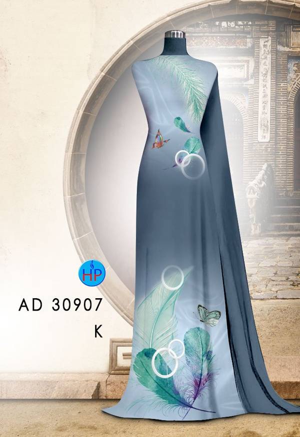 Vải Áo Dài Hình Lông Công Thiết Kế 2021 AD 30907