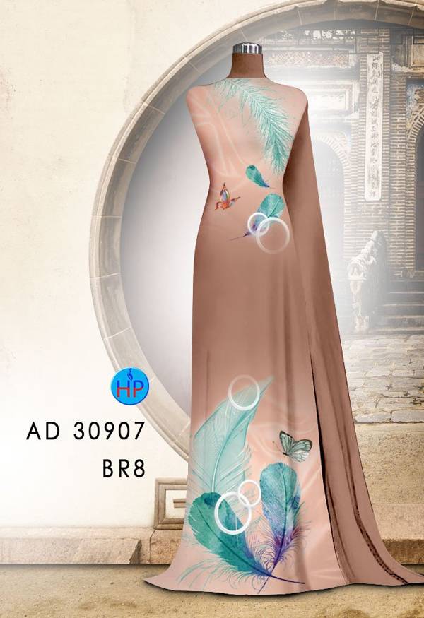 Vải Áo Dài Hình Lông Công Thiết Kế 2021 AD 30907