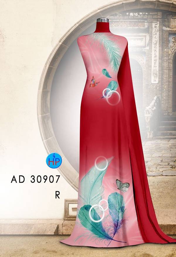 Vải Áo Dài Hình Lông Công Thiết Kế 2021 AD 30907