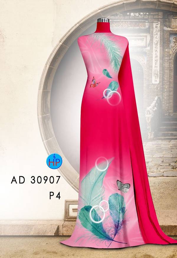 Vải Áo Dài Hình Lông Công Thiết Kế 2021 AD 30907