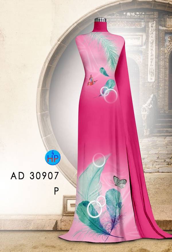 Vải Áo Dài Hình Lông Công Thiết Kế 2021 AD 30907