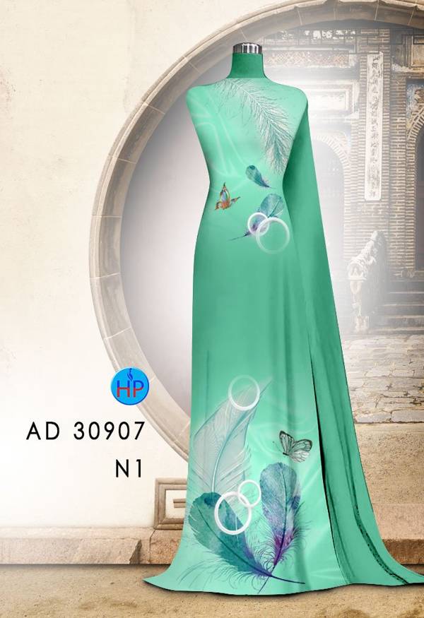 Vải Áo Dài Hình Lông Công Thiết Kế 2021 AD 30907