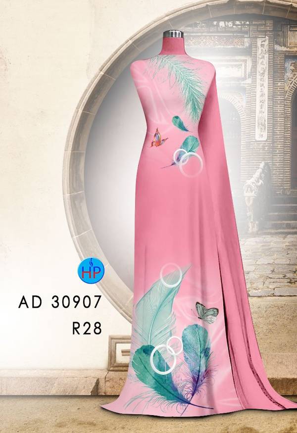 Vải Áo Dài Hình Lông Công Thiết Kế 2021 AD 30907