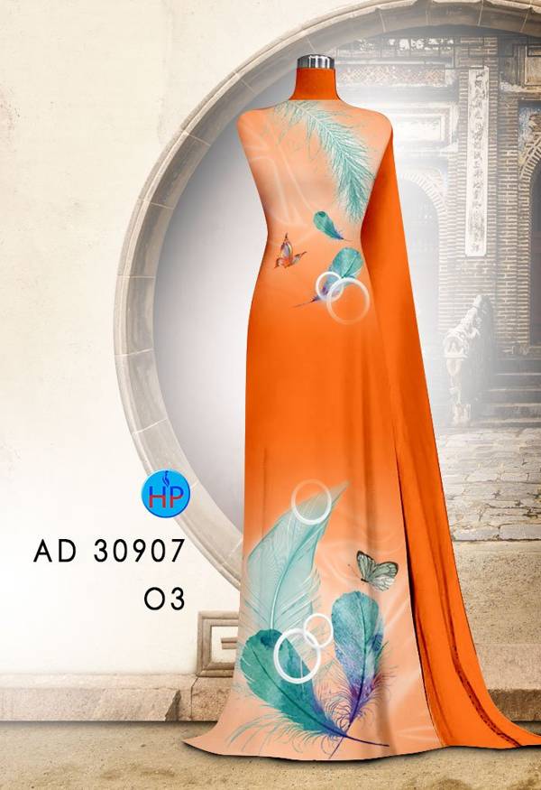 Vải Áo Dài Hình Lông Công Thiết Kế 2021 AD 30907