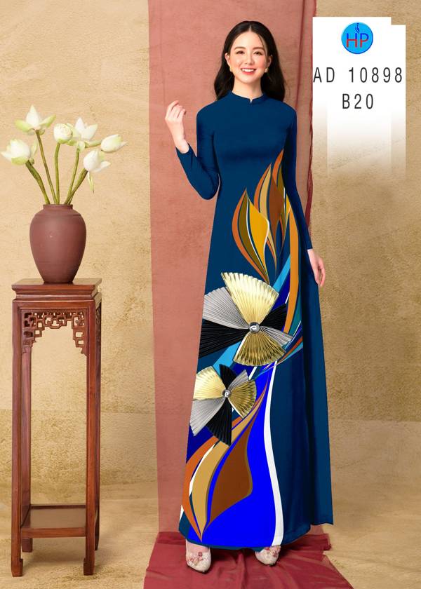 Vải Áo Dài Hoa In 3D Thiết Kế 2021 AD 10898 50 Vải Áo Dài Hoa In 3D Thiết Kế 2021 AD 10898