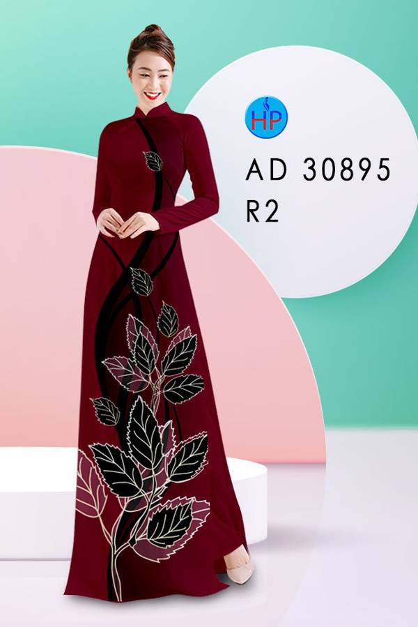 Vải Áo Dài In Hình Lá Độc Đáo AD 30895 40 Vải Áo Dài In Hình Lá Độc Đáo AD 30895