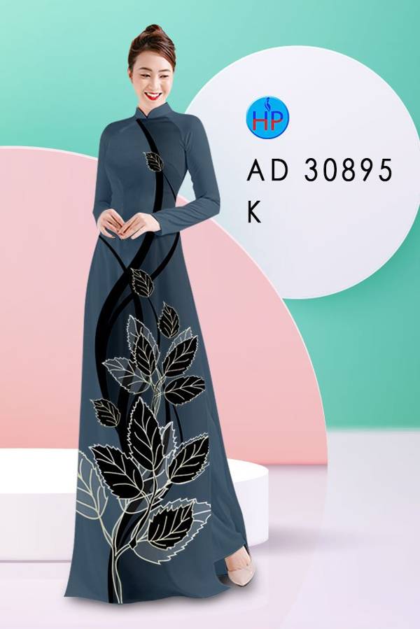 Vải Áo Dài In Hình Lá Độc Đáo AD 30895 45 Vải Áo Dài In Hình Lá Độc Đáo AD 30895