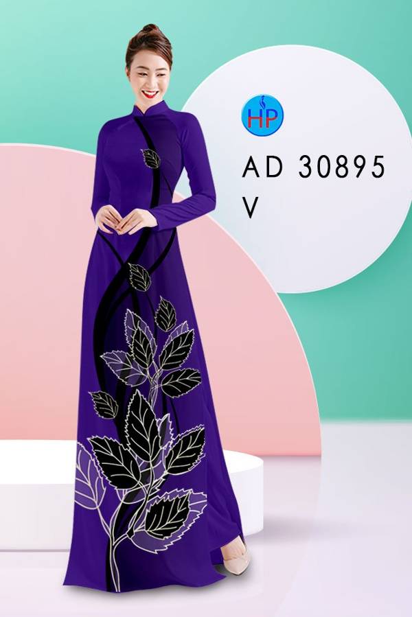 Vải Áo Dài In Hình Lá Độc Đáo AD 30895 50 Vải Áo Dài In Hình Lá Độc Đáo AD 30895