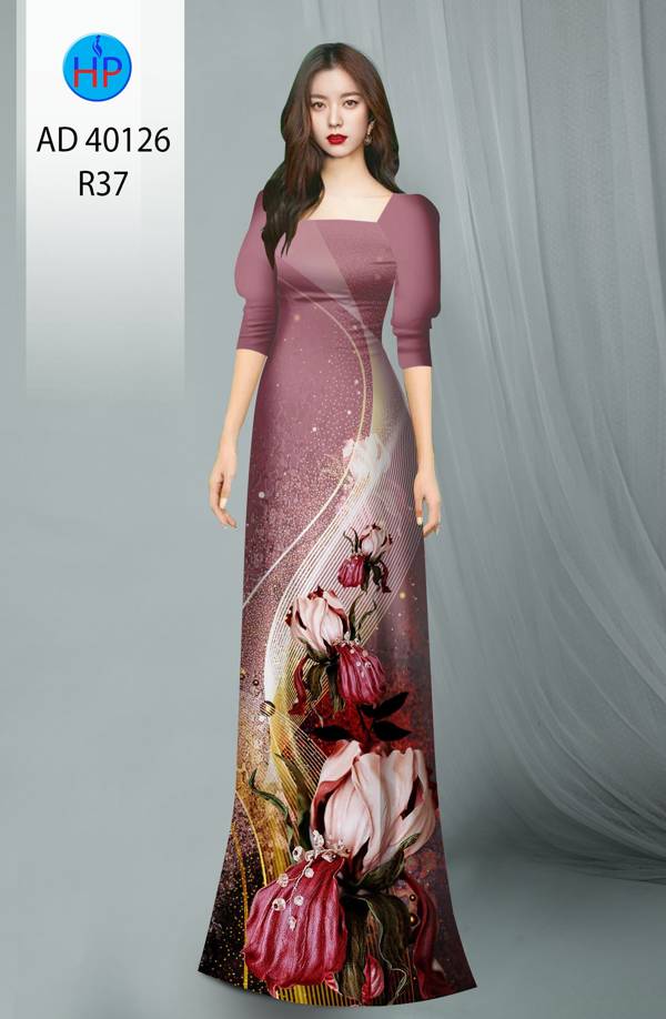 Vải Áo Dài Hoa Hồng Kiểu Mới AD 40126 40 Vải Áo Dài Hoa Hồng Kiểu Mới AD 40126