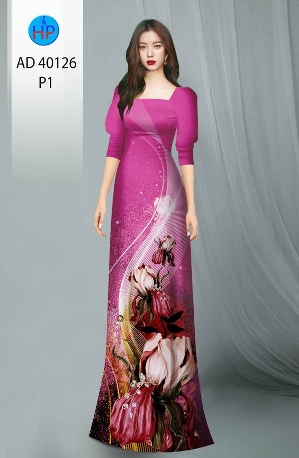 Vải Áo Dài Hoa Hồng Kiểu Mới AD 40126 45 Vải Áo Dài Hoa Hồng Kiểu Mới AD 40126