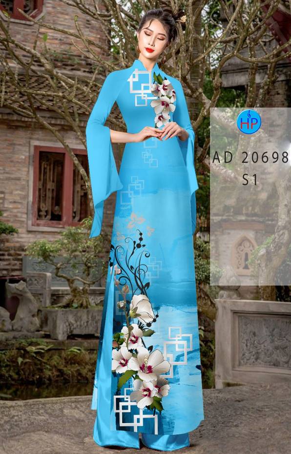Vải Áo Dài Hoa In 3D Mới Ra AD 20698 44 Vải Áo Dài Hoa In 3D Mới Ra AD 20698