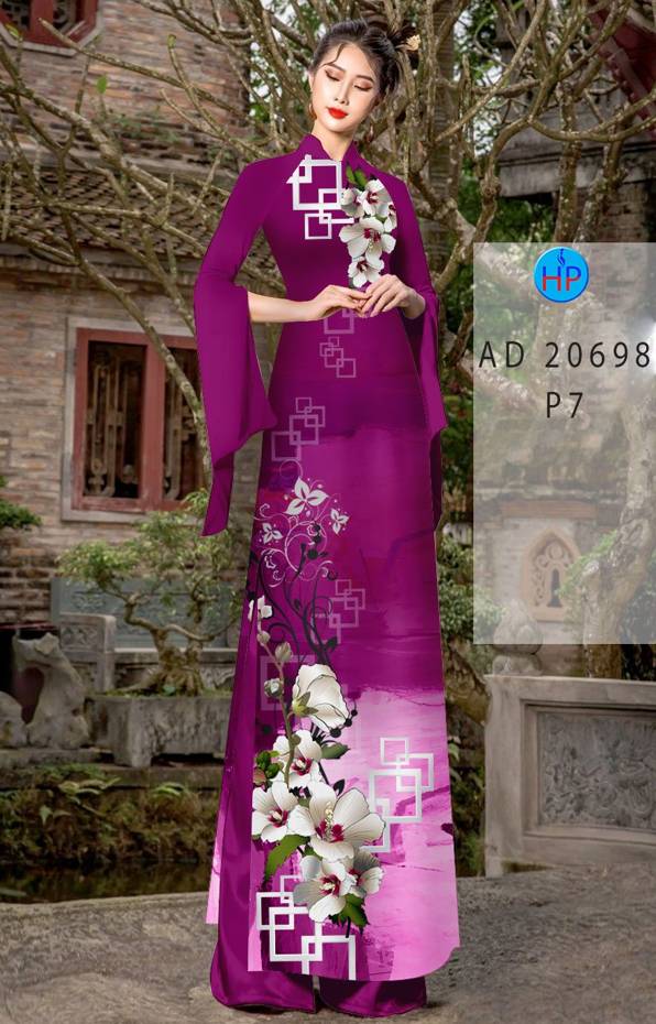 Vải Áo Dài Hoa In 3D Mới Ra AD 20698 47 Vải Áo Dài Hoa In 3D Mới Ra AD 20698