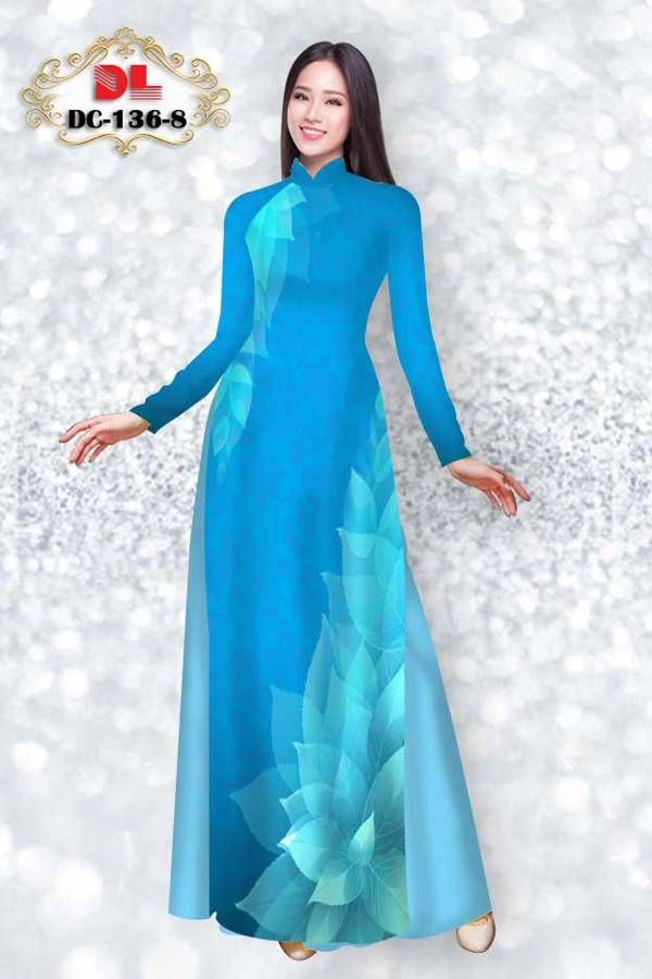 Vải Áo Dài In Hình Lá Kiểu Mới AD DC136