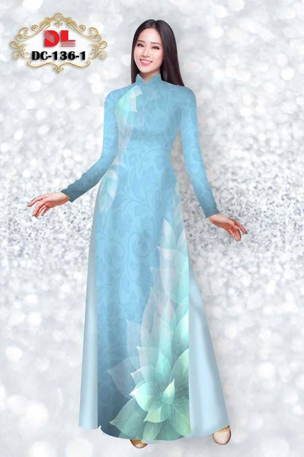 Vải Áo Dài In Hình Lá Kiểu Mới AD DC136