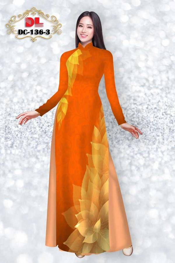 Vải Áo Dài In Hình Lá Kiểu Mới AD DC136