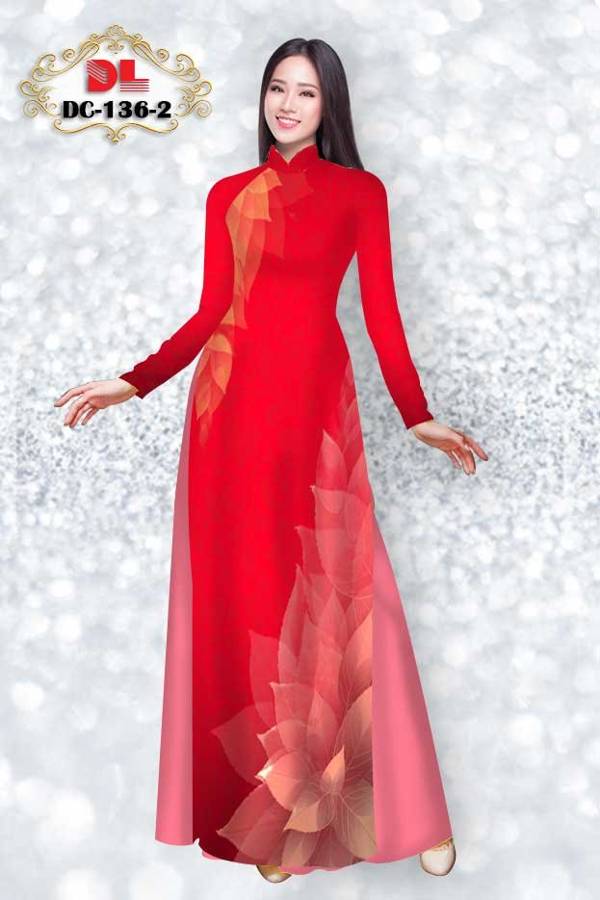 Vải Áo Dài In Hình Lá Kiểu Mới AD DC136