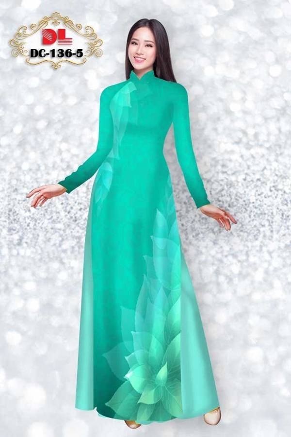 Vải Áo Dài In Hình Lá Kiểu Mới AD DC136