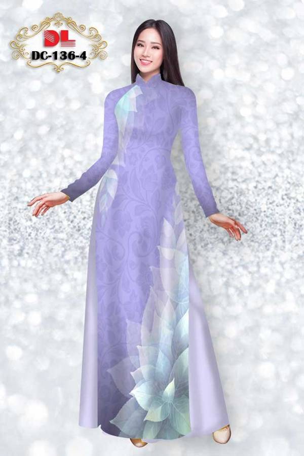 Vải Áo Dài In Hình Lá Kiểu Mới AD DC136