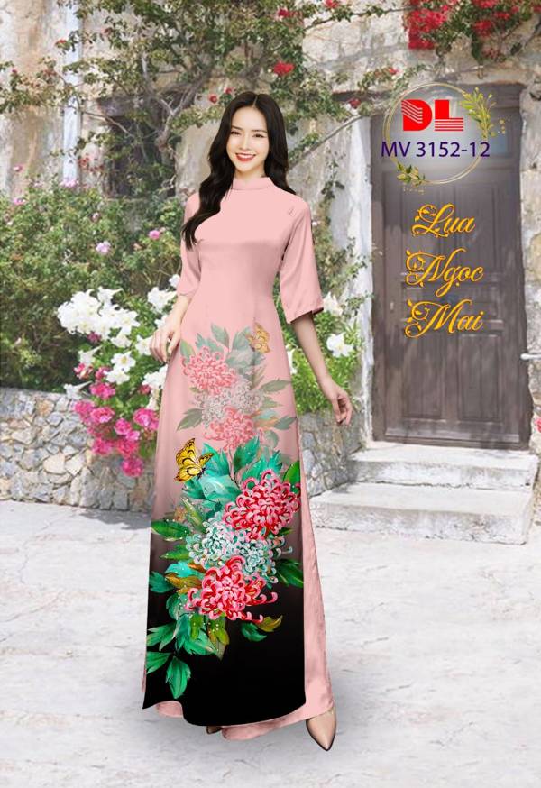 Vải Áo Dài Hoa Cúc Vừa Ra  AD MV3152