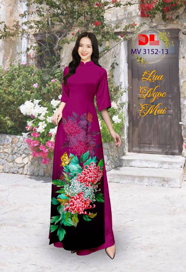 Vải Áo Dài Hoa Cúc Vừa Ra  AD MV3152