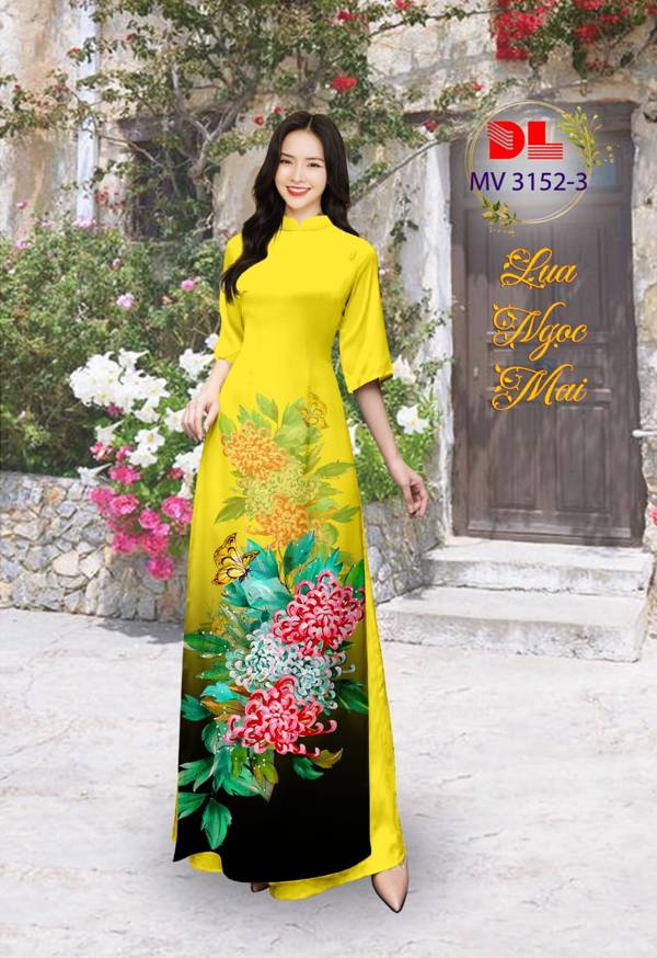 Vải Áo Dài Hoa Cúc Vừa Ra  AD MV3152