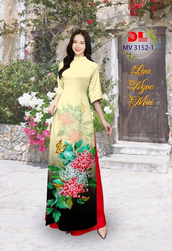 Vải Áo Dài Hoa Cúc Vừa Ra  AD MV3152