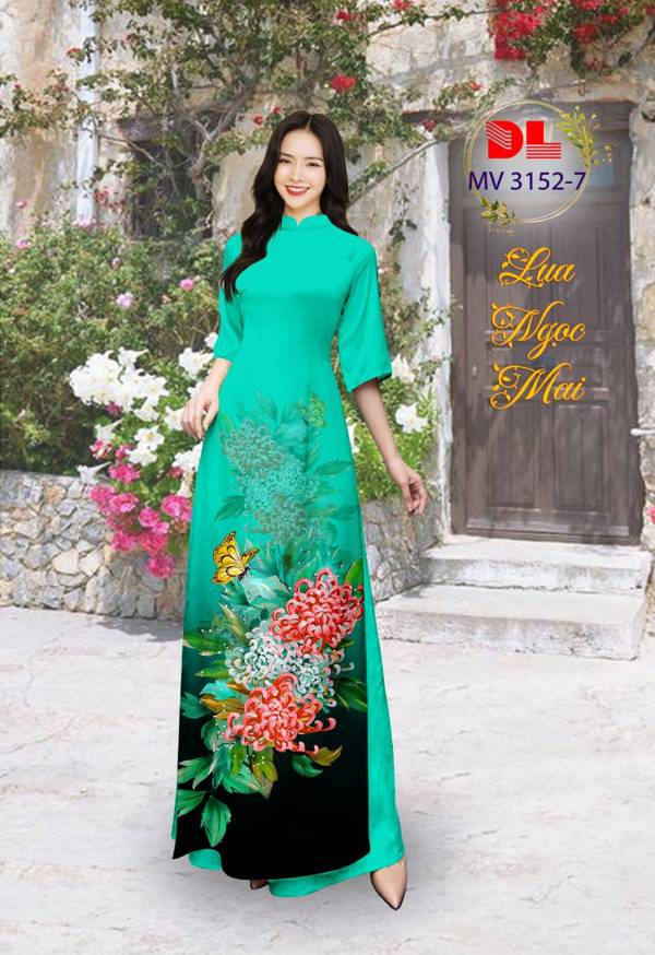 Vải Áo Dài Hoa Cúc Vừa Ra  AD MV3152