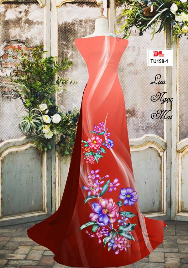 Vải Áo Dài Hoa In 3D Độc Đáo AD TU198 26 Vải Áo Dài Hoa In 3D Độc Đáo AD TU198