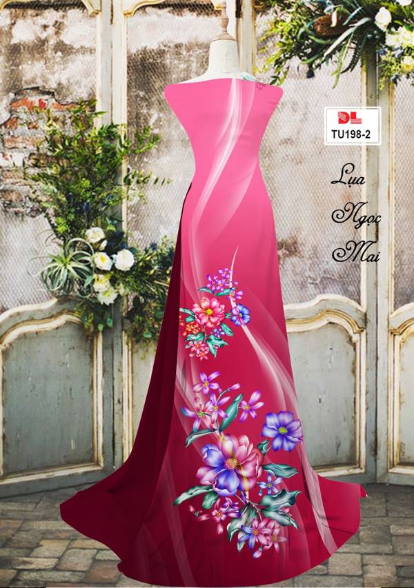 Vải Áo Dài Hoa In 3D Độc Đáo AD TU198 25 Vải Áo Dài Hoa In 3D Độc Đáo AD TU198