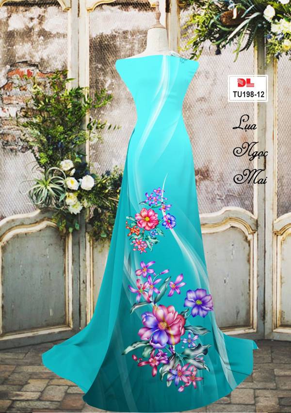 Vải Áo Dài Hoa In 3D Độc Đáo AD TU198 27 Vải Áo Dài Hoa In 3D Độc Đáo AD TU198