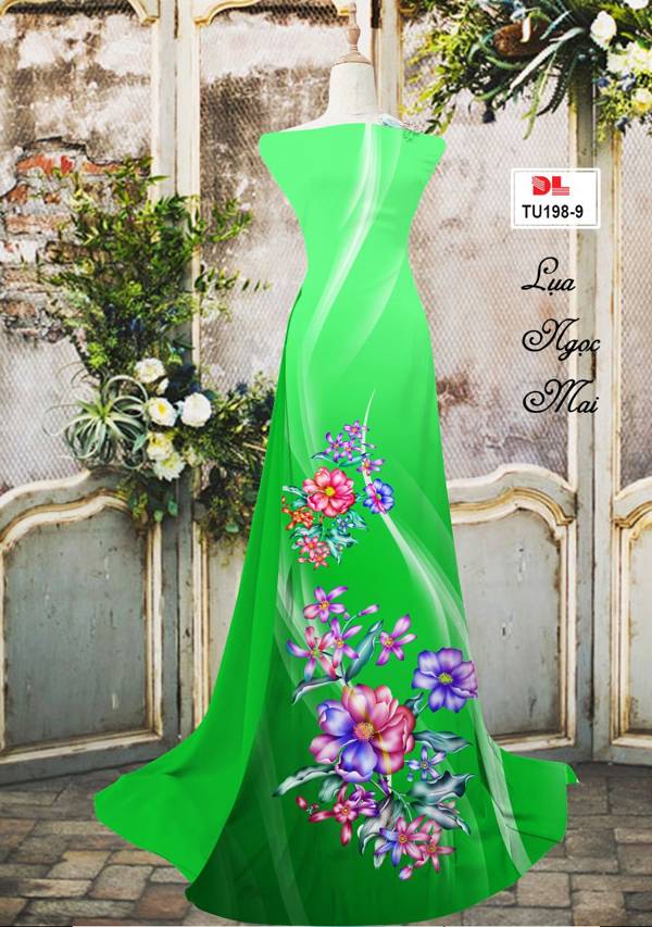 Vải Áo Dài Hoa In 3D Độc Đáo AD TU198 28 Vải Áo Dài Hoa In 3D Độc Đáo AD TU198