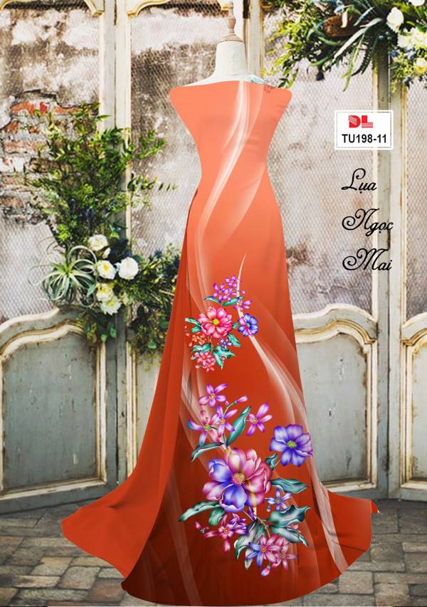 Vải Áo Dài Hoa In 3D Độc Đáo AD TU198 30 Vải Áo Dài Hoa In 3D Độc Đáo AD TU198