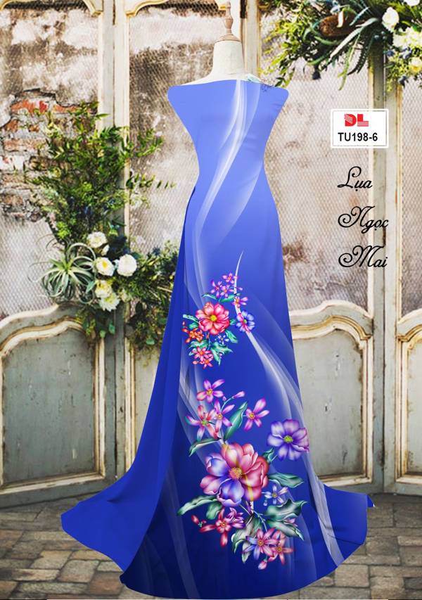 Vải Áo Dài Hoa In 3D Độc Đáo AD TU198 32 Vải Áo Dài Hoa In 3D Độc Đáo AD TU198