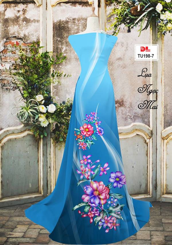 Vải Áo Dài Hoa In 3D Độc Đáo AD TU198 31 Vải Áo Dài Hoa In 3D Độc Đáo AD TU198