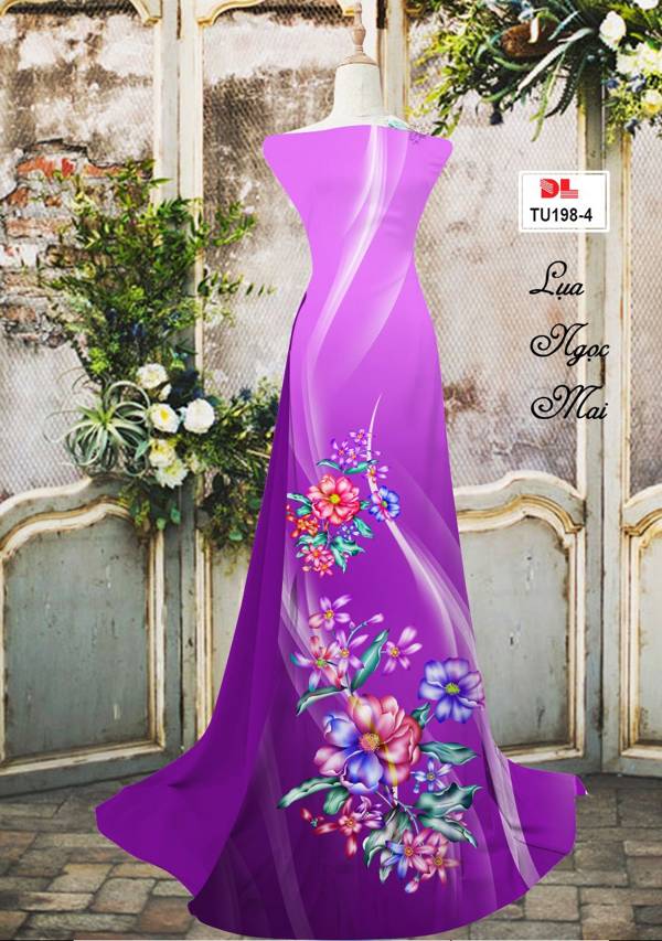 Vải Áo Dài Hoa In 3D Độc Đáo AD TU198 34 Vải Áo Dài Hoa In 3D Độc Đáo AD TU198