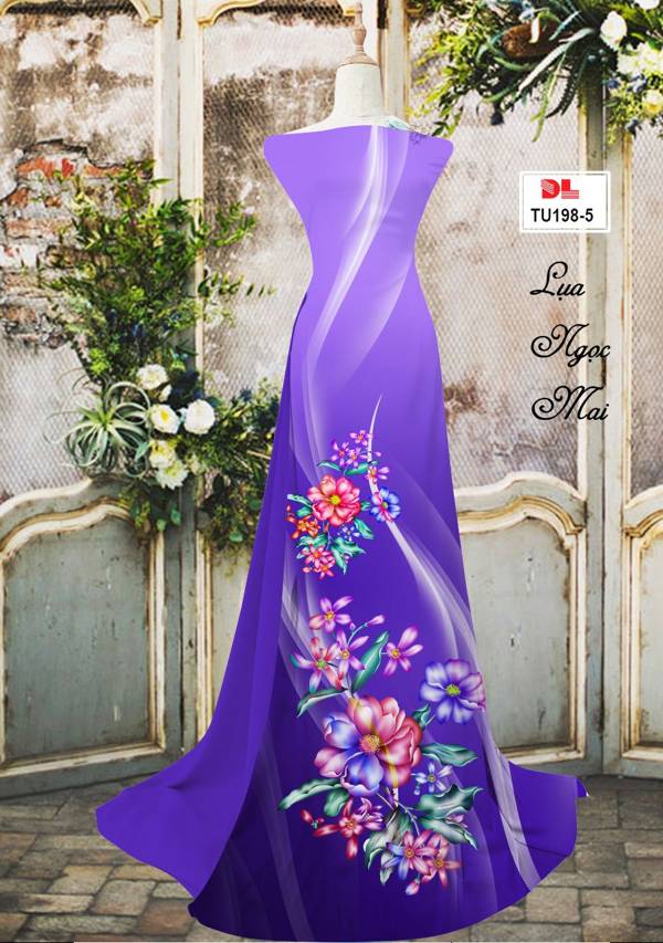 Vải Áo Dài Hoa In 3D Độc Đáo AD TU198 33 Vải Áo Dài Hoa In 3D Độc Đáo AD TU198