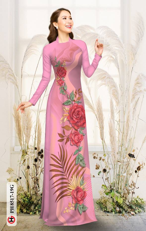 Vải Áo Dài Hoa Hồng Kiểu Mới AD PH8517 31 Vải Áo Dài Hoa Hồng Kiểu Mới AD PH8517