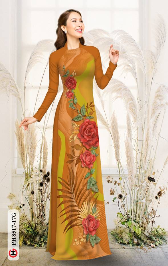 Vải Áo Dài Hoa Hồng Kiểu Mới AD PH8517 32 Vải Áo Dài Hoa Hồng Kiểu Mới AD PH8517
