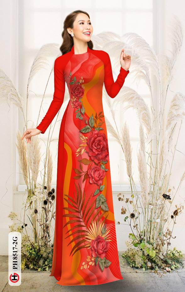 Vải Áo Dài Hoa Hồng Kiểu Mới AD PH8517 35 Vải Áo Dài Hoa Hồng Kiểu Mới AD PH8517