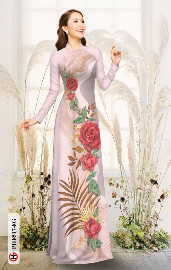 Vải Áo Dài Hoa Hồng Kiểu Mới AD PH8517 34 Vải Áo Dài Hoa Hồng Kiểu Mới AD PH8517
