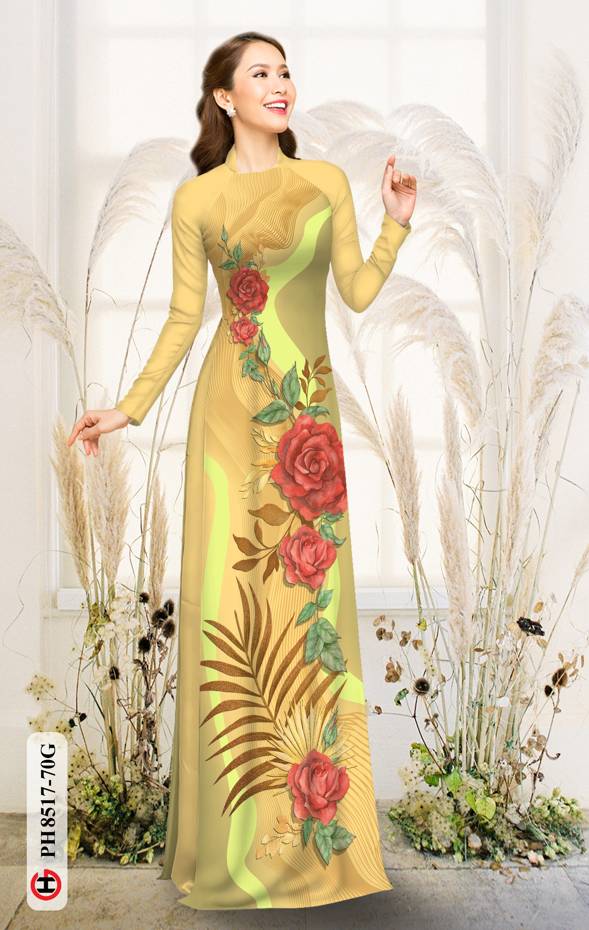 Vải Áo Dài Hoa Hồng Kiểu Mới AD PH8517 37 Vải Áo Dài Hoa Hồng Kiểu Mới AD PH8517