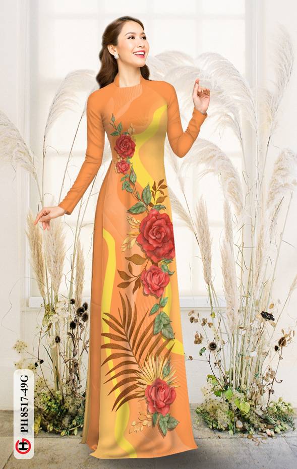 Vải Áo Dài Hoa Hồng Kiểu Mới AD PH8517 40 Vải Áo Dài Hoa Hồng Kiểu Mới AD PH8517